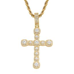 Mens Hip Hop Cross Necklace Pendant Gold Silver Plated Iced Out Zircon Shiny Choker Necklaces Fashion Jewellery Gifts For Women