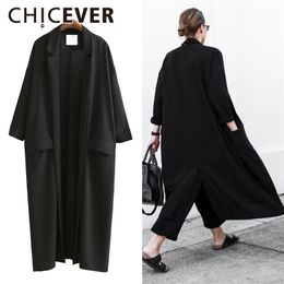CHICEVER Summer Loose Women Coats Three Quarter Sleeve Plus Size Black Sunscreen Trench Coat For Women's Clothes Korean 201028