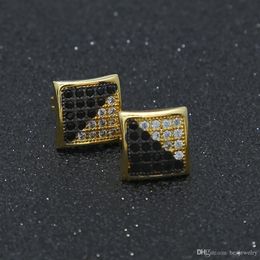 Hip Hop Jewellery New Earrings Fashion Jewellery Luxury Mix Colour Cubic Zirconia Square Stud Earring for Women and Men Gift