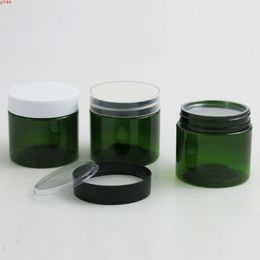 60g Empty Travel Green PET Cream Bottle Jars 2oz Refillable Cosmetic Packaging with Plastic lids White Black Cap 50pcsgood qualtity