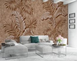 Classic 3d Plant Wallpaper 3D Relief Tropical Plant Background Wall Mural HD Superior Interior Decorations 3d Wallpaper