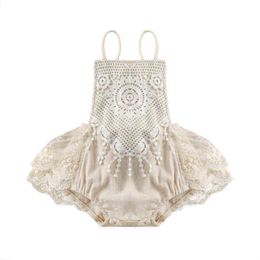 Cute Newborn Baby Girl Sleeveless Lace Romper Jumpsuit Outfits Baby Girls Clothes 2021 New Fashion Backless Sling Rompers 0-24M G220223