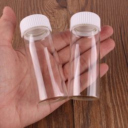 24pcs 30*80mm 40ml Transparent Glass perfume Spice Bottles with White Plastic Screw Cap Tiny Jar Vials DIY Craft