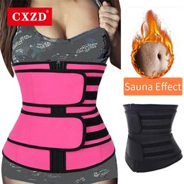 CXZD Shaperwear Waist Trainer Neoprene Belt Weight Loss Cincher Body Shaper Tummy Control Strap Slimming Sweat Fat Burning belt 201222