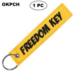 Key Fobs Chains Jewelry Red Embroidery Remove Before Flight Keyring Gift for Friends PK0021