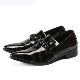 Luxury Fashion Men's Business Dress Shoes Patent Leather Printing Wedding Heightening shoes Noble Men's Oxford Party Shoes