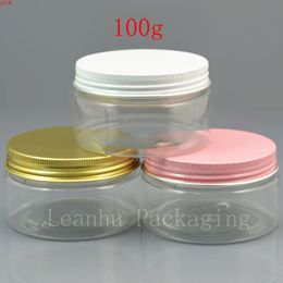 100ml x 50 empty transparent PET cream jar containing solid perfumes 100cc cosmetic bottle with white / pink gold aluminum caphigh qualtit