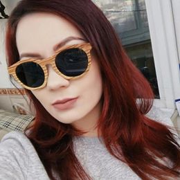 Wholesale-Wooden Sunglasses Women Men Glass Polaroid Eyewear UV400 Gray Lens Engrave Legs