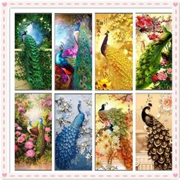 Diy Diamond Painting Cross Stitch 100% full square/round 8 PICS of Peacock diamond embroidery rhinestones christmas gift 201202