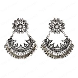 Vintage Flower Earrings For Women Brincos Ethnic Boho Bells Tassel jhumka Earrings Indian Jewelry