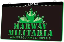 LS0342 Marway Militaria Winnipeg Army Surplus Light Sign 3D Engraving LED Wholesale Retail