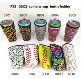 Leopard Print Rainbow Baseball Softball Cactus Water Bottle Cover Neoprene Insulated Sleeve Bag Case Pouch for 30oz Tumbler Cup