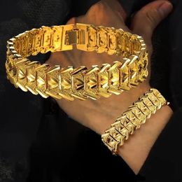 Men Bracelet Gold Color African Wide Bangle Chain Bracelet for Women Hand Chain Jewelry Ethiopian Arab Jewelry Bracelets