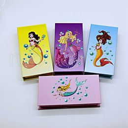 3D Mink Eyelash Package Boxes False Eyelashes Packaging Empty Eyelash Box Case Creative Mermaid Print Rectangle Lashes Box Packaging RRA4107