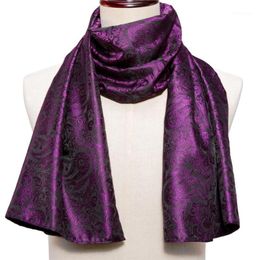 Scarves Fashion Men Scarf Purple Jacquard Paisley 100% Silk Autumn Winter Casual Business Suit Shirt 160*50cm Barry.Wang1