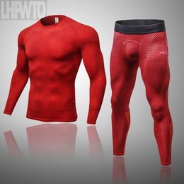 Men's Clothing Winter Two Layer Sweatsuit Long Johns Thermal Underwear 2-Pc/Set Compression Shirt Pants Fiess Workout Set 201106 763