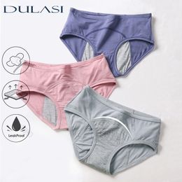 DULASI Leak Proof Menstrual Panties Physiological Pants Women Underwear Period Comfort Cotton Mid Rise Breathable Briefs 9063 201112