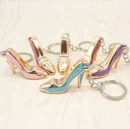 High Heel Shoes Keychain Rhinestone Car Key Rings Women Bag Charms Key Chains Keyrings Fashion Crystal Key Holder