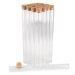 15 pieces 55ml 22*220mm Long Test Tubes with Cork Lids Glass Jars Glass Vials Small Glass bottles for DIY Craft Accessory