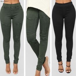 BornToGirl Elastic Sexy Skinny Pencil Jeans For Women Leggings Women's Thin-Section High Waist Black Green Jeans Pants 201105