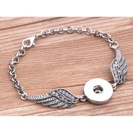 3Pcs Crystal Angel Wings Bracelets Bangles Antique Silver Diy Ginger Snaps Button Jewelry New Style Bracelets 4Enqd