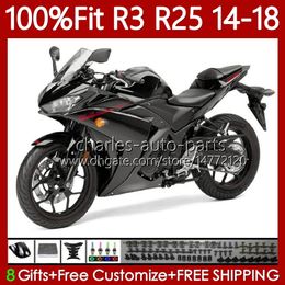Injection Mould Fairings For YAMAHA YZFR3 YZF-R25 YZFR25 YZF R3 R25 14 15 16 17 18 Bodywork 102No.68 YZF-R3 2014 2015 2016 2017 2018 YZF R 3 25 14-18 OEM Body Kit Matte black