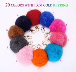 8cm Big Real Rabbit Fur Pompom Keychain Key Chain Fur Ball Keychains For Women Bag Charm Fur Pom Pom Bag