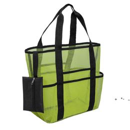 Mesh Beach Bag Large Lightweight Market Grocery Picnic Beach Tote Green Blue Black Beach Toy Bags RRE12808