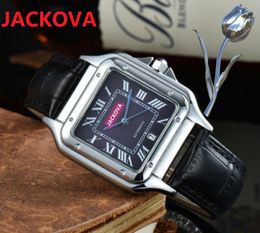 Top quality nice model Luxury Square Roman Designer Watches 40mm Genuine Leather sapphire scratch resistant glass Watch Men Classic Quartz Battery Wristwatches