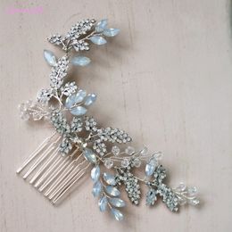 Jonnafe Crystal Hair Comb Bridesmaid Headpiece Fashion Wedding Hair Vie Accessories Bridal Hair Jewelry Piece Y200409