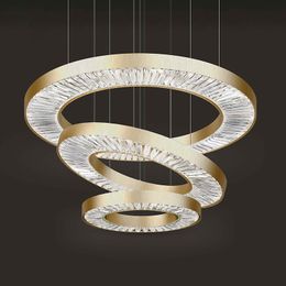 Postmodern restaurant pendant light clothing store decoration lamp designer crystal round living room pendant circle lights LED