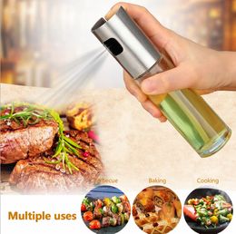 100ml Glass Oil Sprayer Olive Cooking Utensils Pump Silver Stainless Steel Spray Bottle Can Jar Pot Tool Can