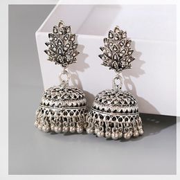Vintage Gold Bells Tassel Drop Earrings Boho Ethnic Tree Carved Dangle Hanging Earrings For Women Gypsy Juhmka Jewellery