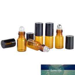 100pcs/lot 3ml amber Glass Roll on Bottle with Stainless Steel roller Essential Oil Roller-on bottle Perfume bottle