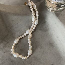 100% 925 Sterling Silver Choker Necklace For Women Girls Irregular Natural Freshwater Pearl Chain Necklaces Wedding Party Gifts