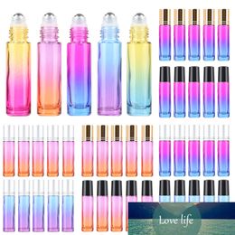 5Pcs 10ML Gradient Color Thick Glass Roll Roller Ball Essential Oil Empty Perfume Bottle Travel Bottles