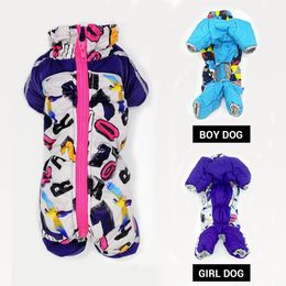 Dog Clothes Winter Waterproof Small Dog Overalls Reflective Pet Jumpsuit Russian Style Male/Female Dog Coat Snowsuit Thick Warm 201116