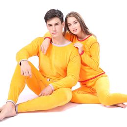 Winter Velvet Thick Thermal Underwear For Men WomanWinter Warm Layered Clothing Pyjamas Set Thermal Set Male Long Johns Hot-Dry 201109