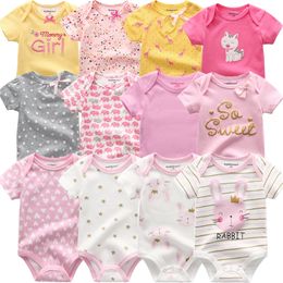 Baby Girl Jumpsuit 6Pcs/Lot Body Suit Spring Summer Toddler Boys Romper Cartoon born Outfits Infant Clothes Set Cotton 220211