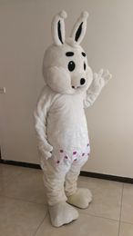 White christmas bunny mascot costume Mascot Cartoon Character Costume Adult Size free shipping