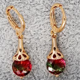 Trendy Hoop drop Earrings for Women's earring Gold Filled red green Cubic Zirconia Earring Circle Earrings Wedding Jewellery