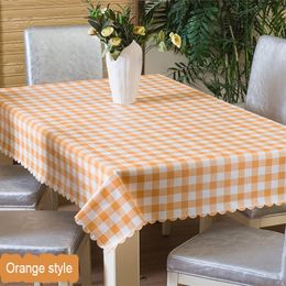 Pastoral Style PVC Cloth Plaid Flowers Printed Waterproof Oilproof Rectangle Table Cover Home Party Wedding Tablecloth Y200421