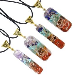 Party Favour Colourful Gravel Necklace Natural Crystal Stone Pendant Necklace Yoga Energy Gemstones Creative Gift dd999