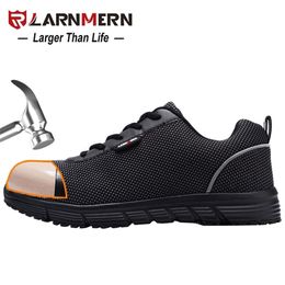 LARNMERN Men's Safety Work Shoes Steel Toe Lightweight Breathable Anti-smashing SRC Non-slip Reflective Casual Sneaker Y200915