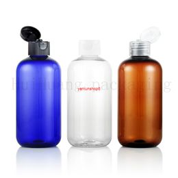 20pcs 250ml empty plastic pet clear bottles with flip top cap,250cc lotion cream containers bottle shampoo travel vialgood package