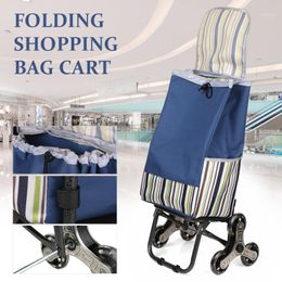 Folding Shopping Bag Cart Grocery Foldable Stair Climber Trolley Crystal Wheel Storage Bags