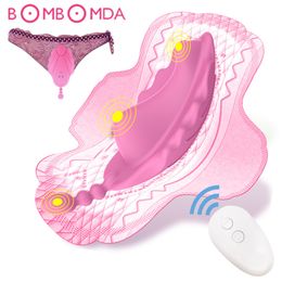 Wearable Panties Dildo Vibrator Wireless Remote Control Butterfly Vibrator Female Masturbatir Invisible Adult Sex Toy For Woman LJ201124