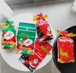 The latest 15X23.5CM size, Christmas food packaging bag ribbon drawstring bag candy biscuit drawstring pocket gift bag