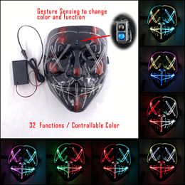 Costume Accessories Glowing Halloween Mask Vendetta LED Mask Flashing Cosplay Neon Masque Masquerade Masks Anonymous Mask for Carnival Party