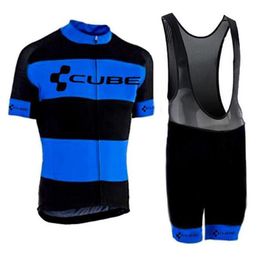 New CUBE Pro Men Team Cycling Jersey Set MTB Short Sleeve Bicycle Clothing Bike shirt Bib Shorts suit maillot ciclismo Y21030811